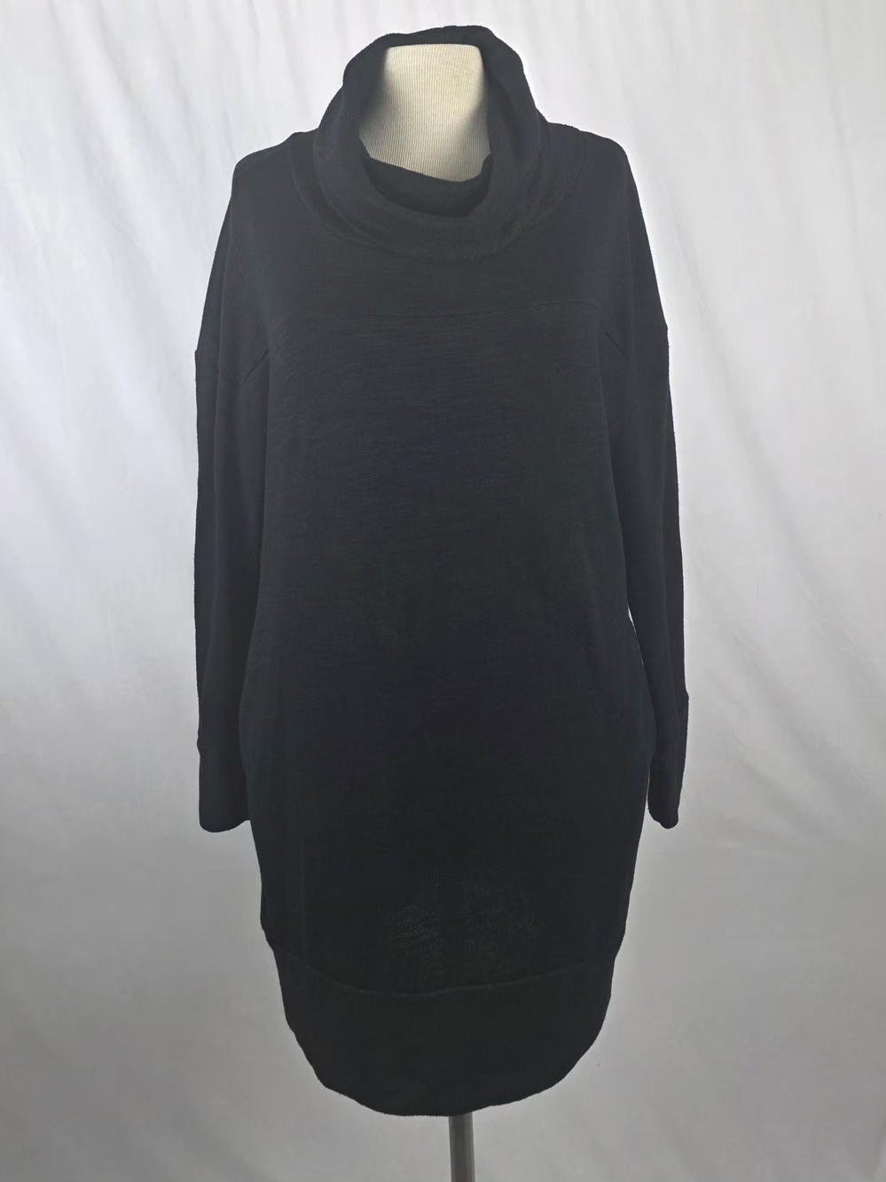 St John's Bay Black Cowl Neck Tunic Sweater with Pockets Size XL